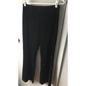 ADRIANNA PAPELL Evening Essentials Pants Velvet Sequined Black size 8
